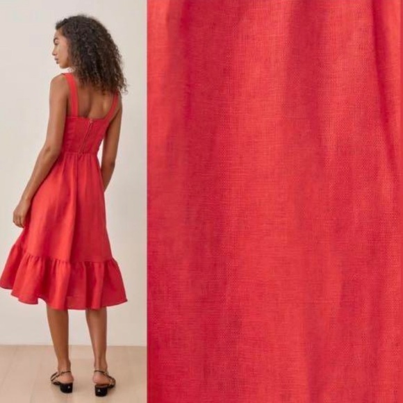 Reformation %100 Linen Manet Dress in Hot Day - Picture 2 of 16